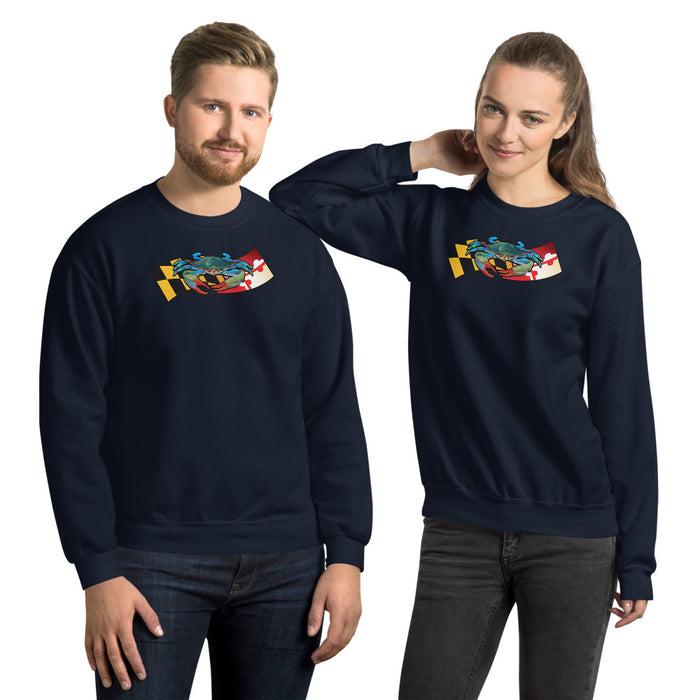 Blue Crab Maryland Banner, Unisex Sweatshirt