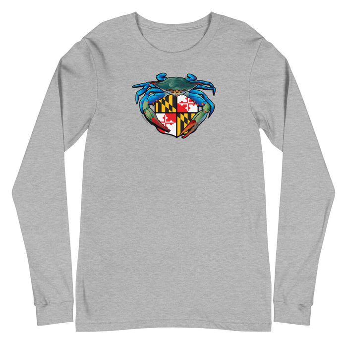 Blue Crab Maryland Crest, Unisex Long Sleeve Tee