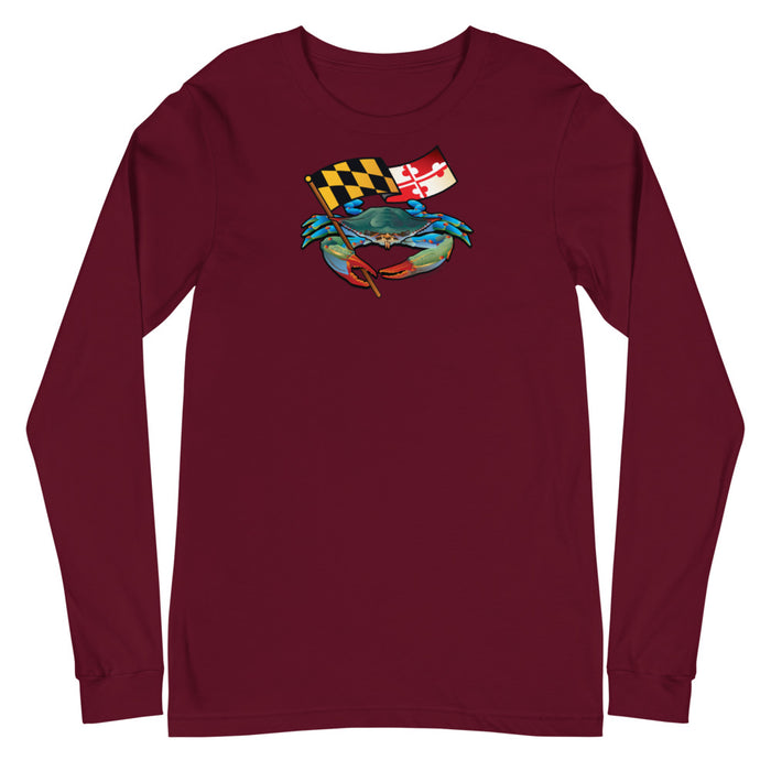 Blue Crab Maryland Flag, Unisex Long Sleeve Tee