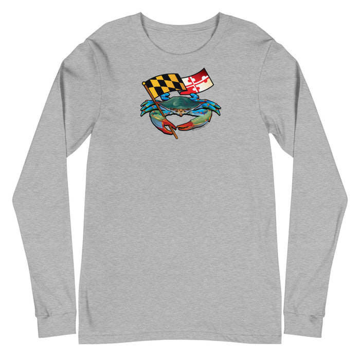 Blue Crab Maryland Flag, Unisex Long Sleeve Tee