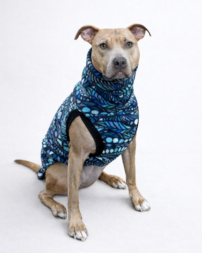 Blue Zen-Tangle Fleece Dog Sweater