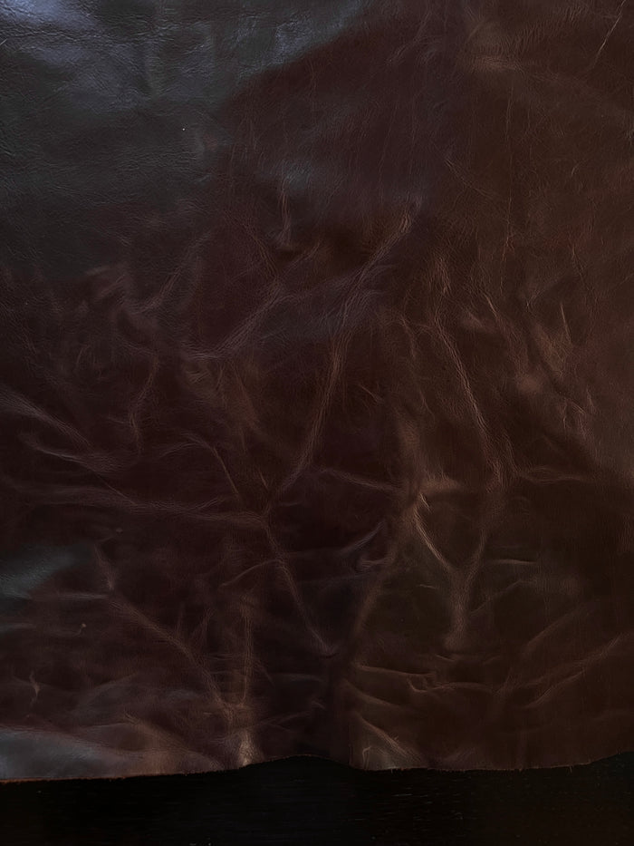 Bourbon Pull-Up Cowhide surface detail showing texture and finish