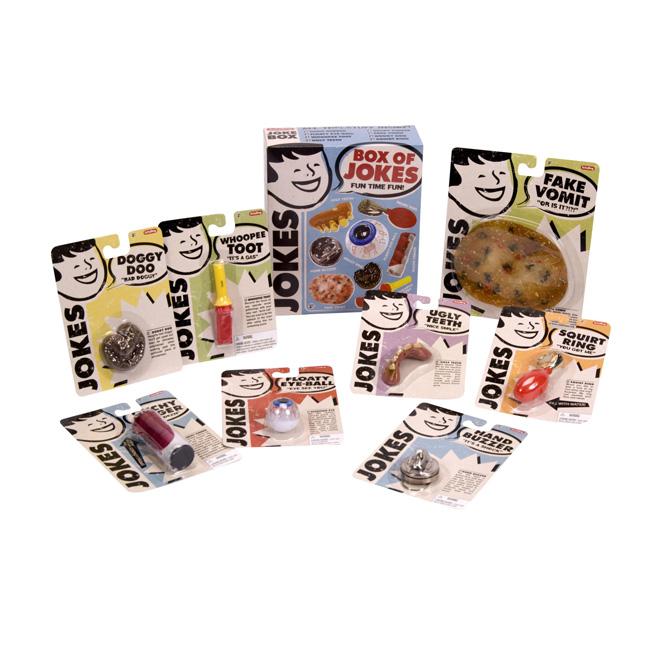 Contents of Box of Jokes on a white background