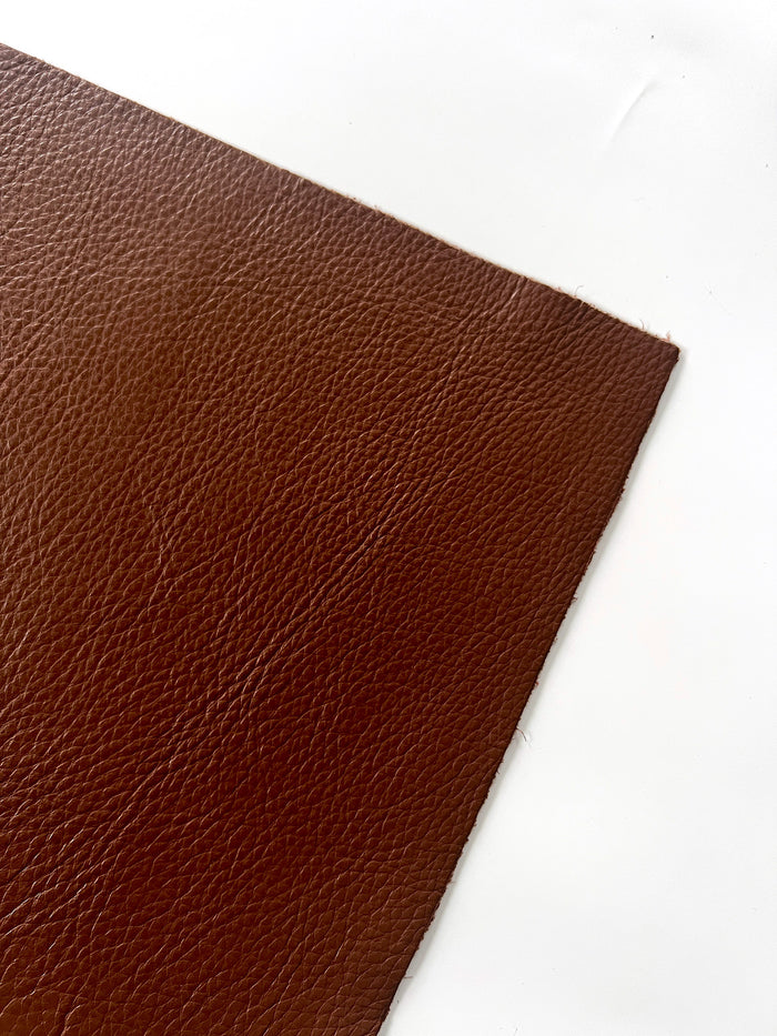Brandy Brown Cowhide Leather Sheets, 8.5 × 11 in surface detail showing texture and finish