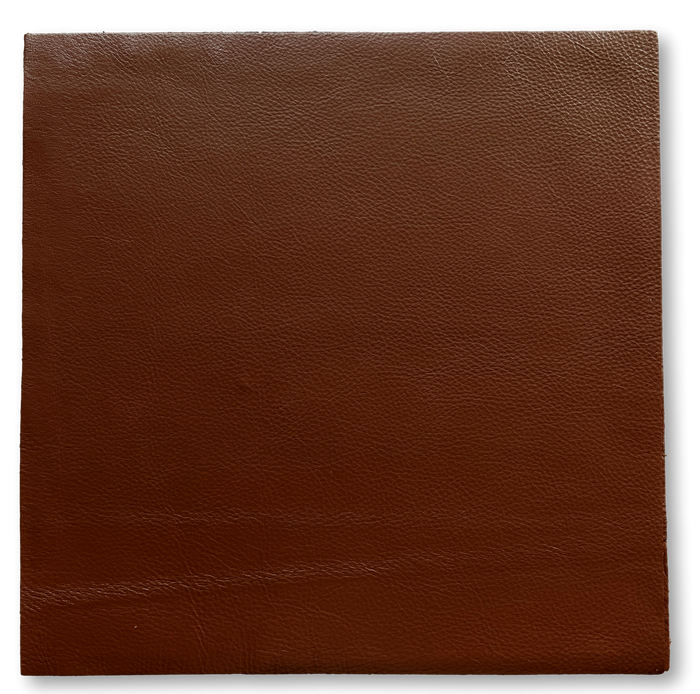Brandy Cowhide Leather Sheets, 12 × 12 in shown in a full product view
