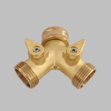 Brass 2-Way Garden Hose Valve - Factory Direct Hose
