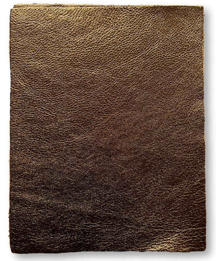 Bronze Metallic Cowhide Sheets, 8.5 × 11 in pre-cut sheet showing color, grain, and finish
