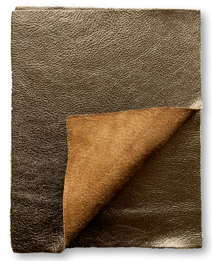 Bronze Metallic Cowhide Sheets, 8.5 × 11 in pre-cut sheet showing color, grain, and finish