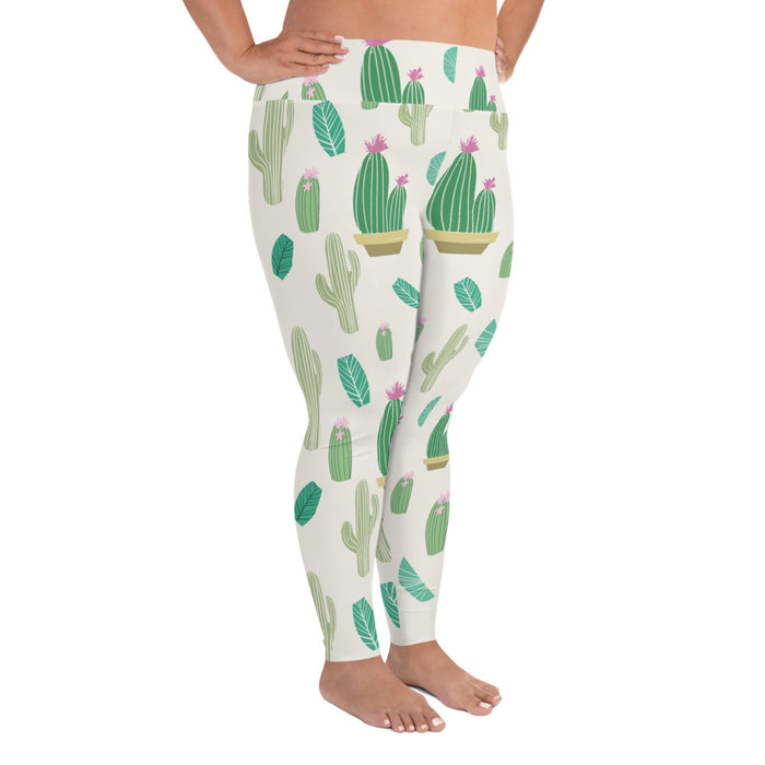 Cactus Print Plus Size Leggings - Bloom Seventy Seven