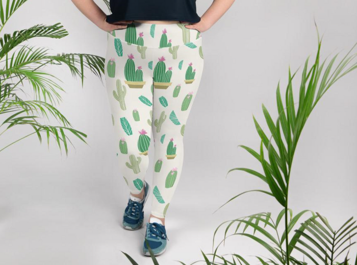 Cactus Print Plus Size Leggings - Bloom Seventy Seven
