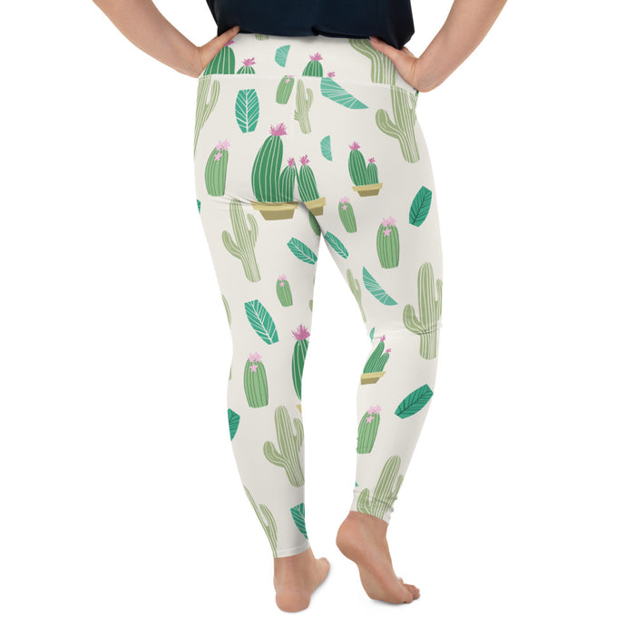 Cactus Print Plus Size Leggings - Bloom Seventy Seven