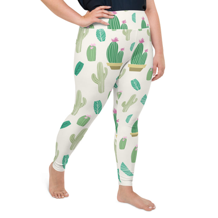 Cactus Print Plus Size Leggings - Bloom Seventy Seven