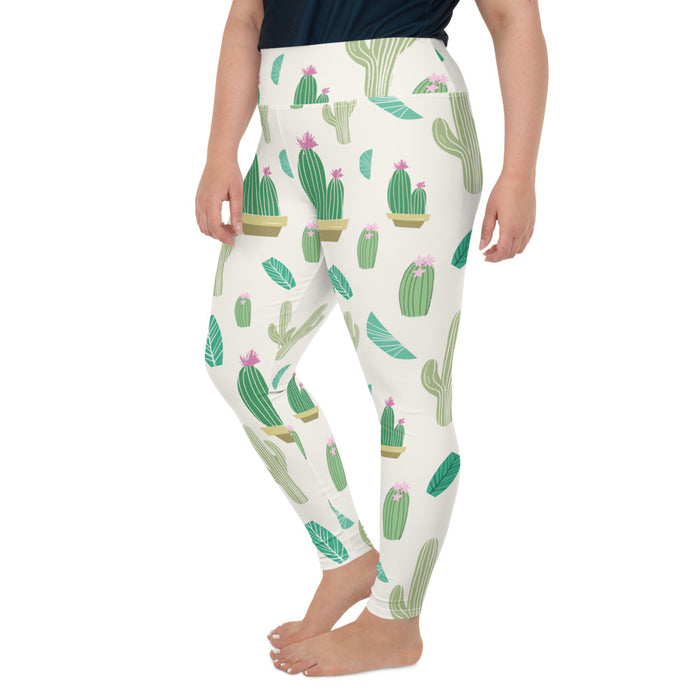 Cactus Print Plus Size Leggings - Bloom Seventy Seven