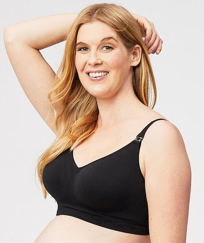 Cake Maternity Popping Candy Fuller Bust Seamless F-Hh Cup Wire-Free Nursing Bra - Black Bras