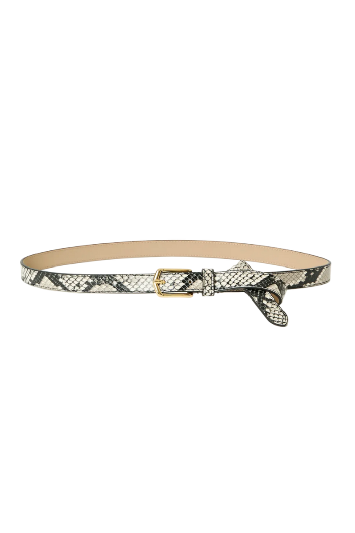 B-Low the Belt Calvin Python Belt in white with gold buckle