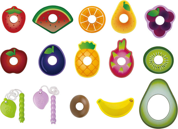 Fifteen individual pieces of the Caterpillar Fruit Feast Set displayed on a white background.