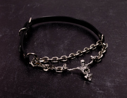 'Chained Up' - 3/8" Black Vegan Leather Martingale Collar