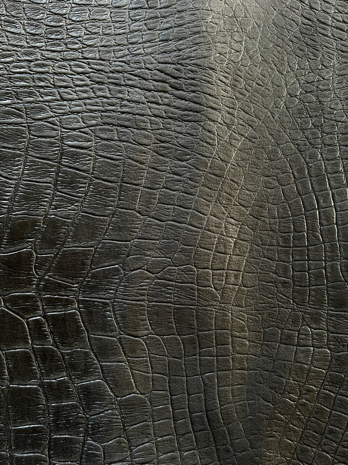 Charcoal Grey Alligator Embossed Cowhide surface detail showing texture and finish