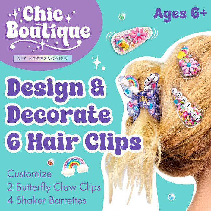 Hair clip set featuring butterfly designs and accessories.