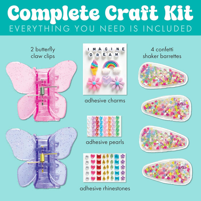 Contents of the Hair Clips set on a light blue background.