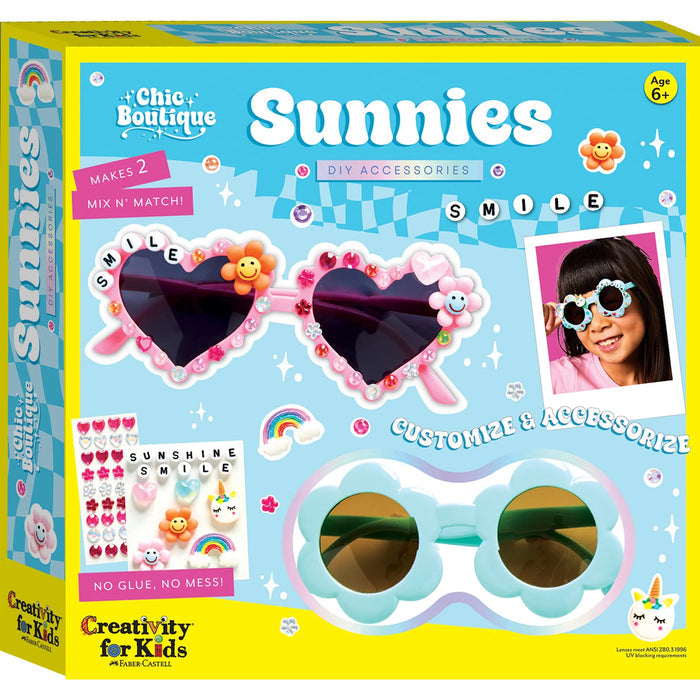Box of 'Sunnies' DIY sunglasses accessory kit for kids by Chic Boutique.