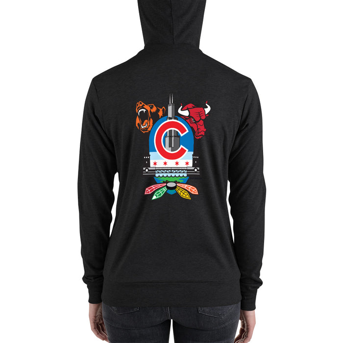 Chicago Sports Fan Crest - Unisex zip hoodie
