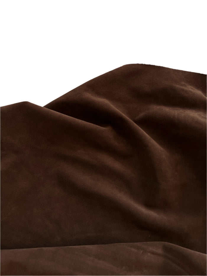Chocolate Brown Cow Suede close view showing grain and texture