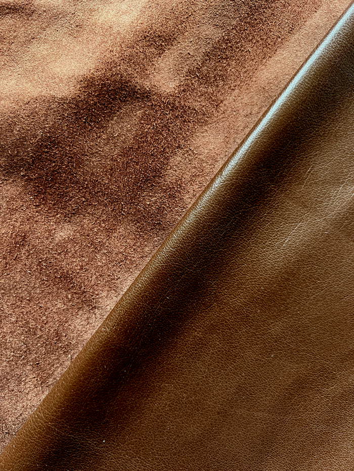 Chocolate Brown Italian Nappa Lambskin alternate view showing color and surface finish