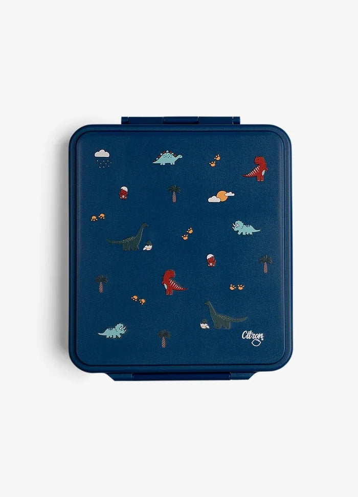 Citron Dino Grand 4-Compartment Lunch Box with Insulated Food Jar