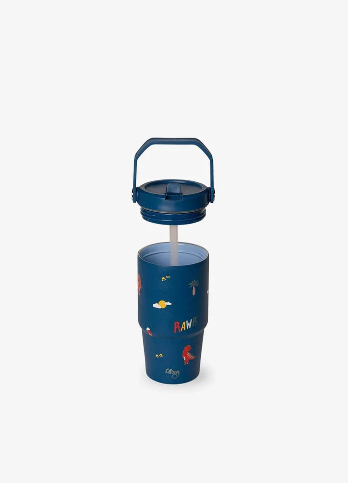 Citron Dino Insulated Stainless Steel Tumbler with Handle - 600 ml