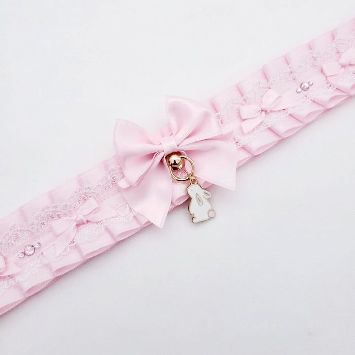 Classic Pink and Gold Bunny Pet Play Collar