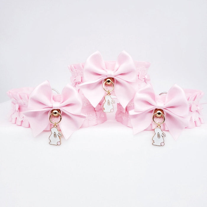 Classic Pink and Gold Bunny Pet Play Collar