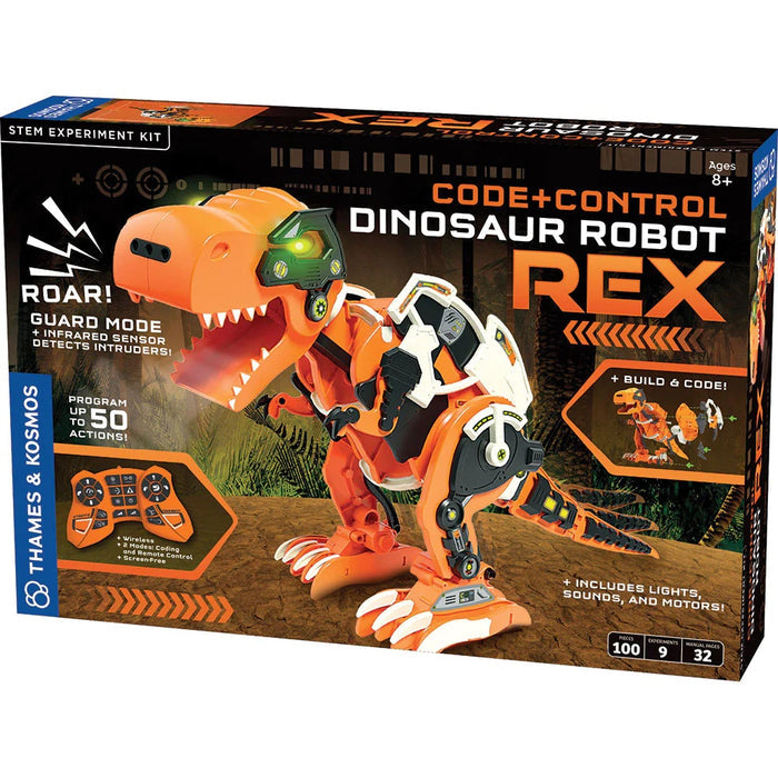 Box of Code & Control Dinosaur Robot Rex with toy robot illustration