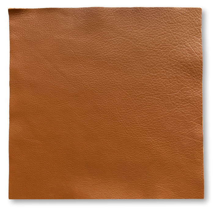 Cognac Brown Cowhide Leather Sheets, 12 × 12 in shown in a full product view