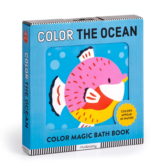 A Color Magic Bath Book with a colorful fish llustration on the cover, indicating interactive color-changing pages for children's bath time.