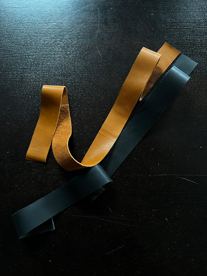 Cowhide Leather Strips (1.5" Wide) close view showing grain and texture