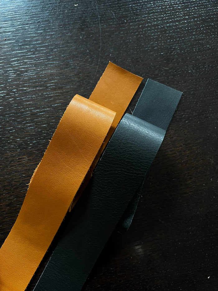Cowhide Leather Strips (1.5" Wide) shown to display leather shape and cutting area