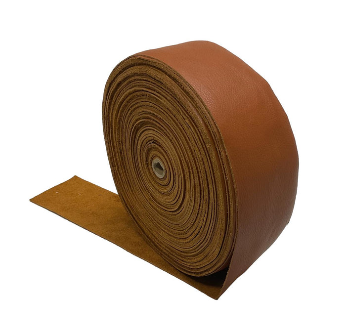 Natural-Grain Cowhide Strips, 3.5 in shown to display leather shape and cutting area