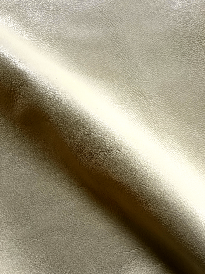 Cream White Full-Aniline Cowhide surface detail showing texture and finish