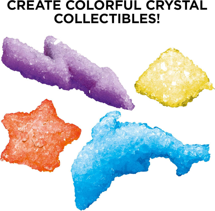 Four crystal creations on a white background with text, Create Colorful Crystal Collectibles