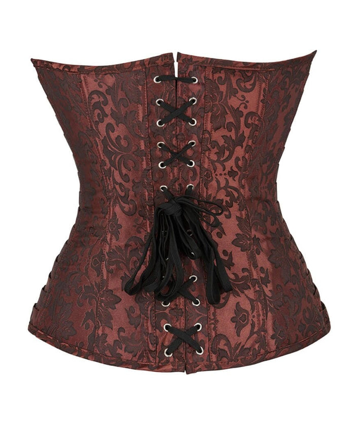 Curvy Jacquard Satin & Lace Corset - Red Bodysuits & Basques
