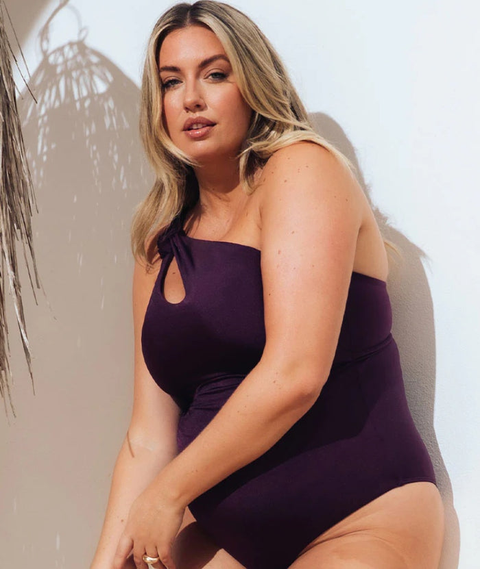 Curvy Kate Beach Bliss Asymmetric Padded Swimsuit - Mulberry Purple