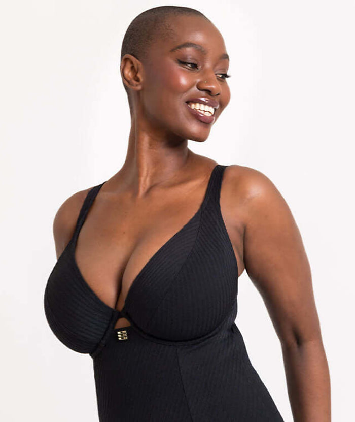 Curvy Kate Jet Set Multiway Plunge Swimsuit - Black Swim