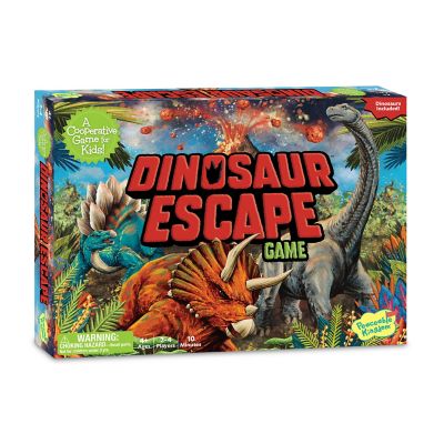Dinosaur Escape board game box with colorful dinosaurs on a white background