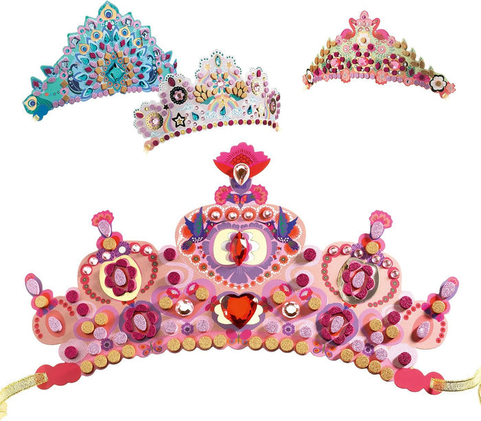 Four colorful crowns on a white background