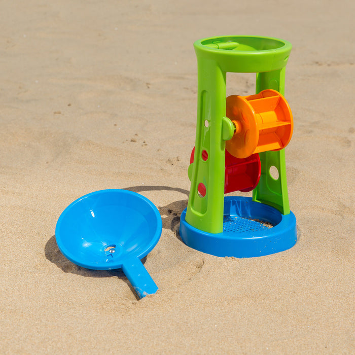 Colorful sand toy on a sandy beach