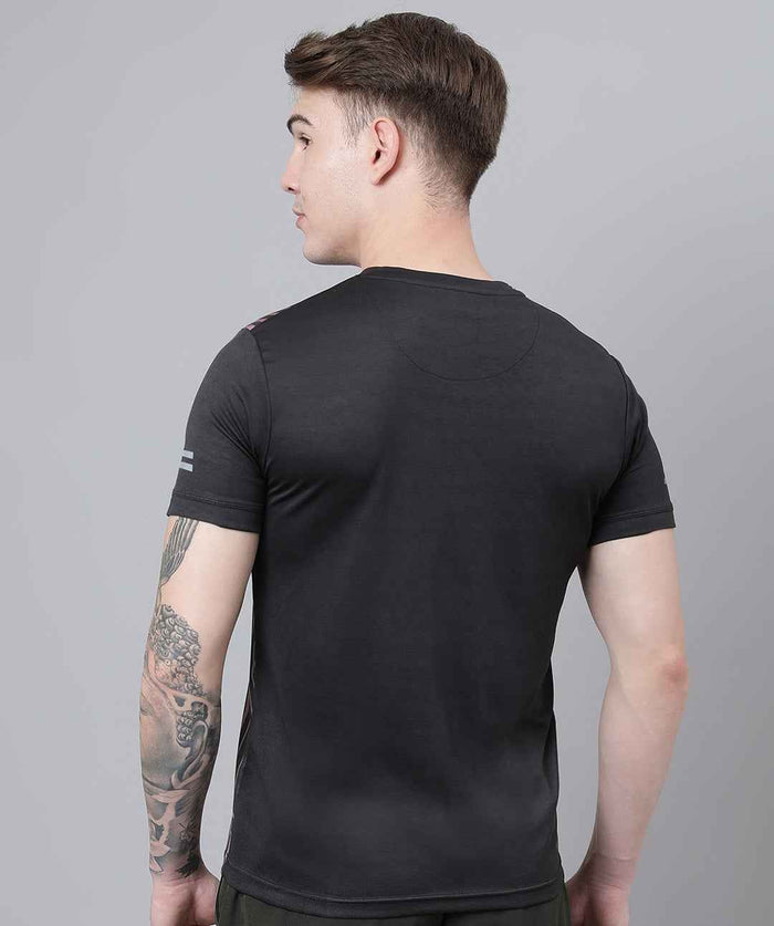 Dpassion Men Geometric Performance T Shirt Breathable Gym Training Wear