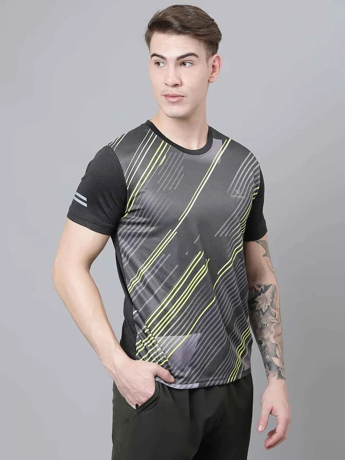 Dpassion Men Graphic Performance T Shirt Breathable Gym Training Wear