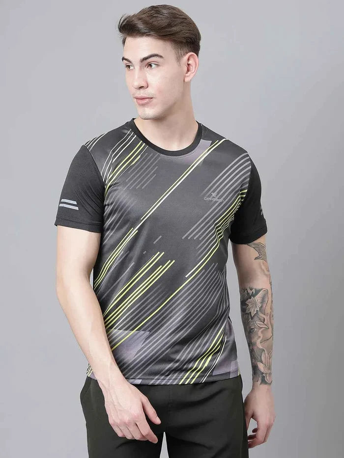 Dpassion Men Graphic Performance T Shirt Breathable Gym Training Wear