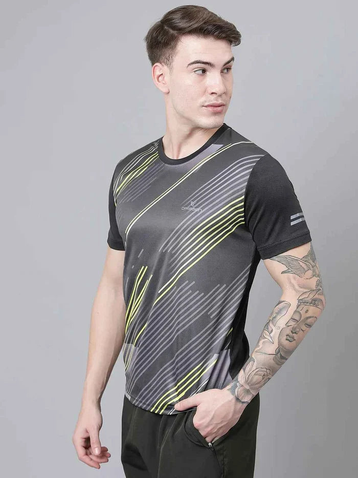 Dpassion Men Graphic Performance T Shirt Breathable Gym Training Wear
